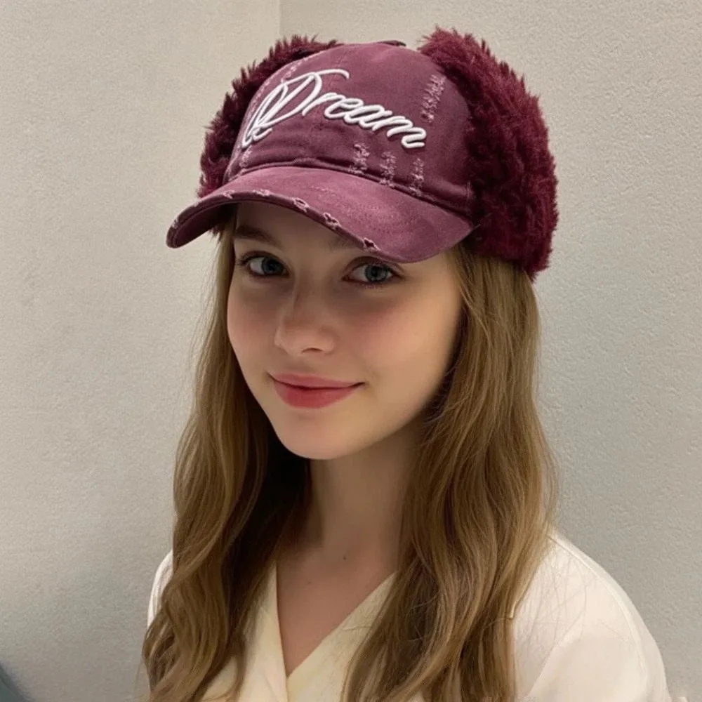 

Ветрозащитные наушники, бейсбольные шапки с вышивкой букв, ретро шапки-бомберы, сломанный стиль, универсальная модная зимняя теплая шапка