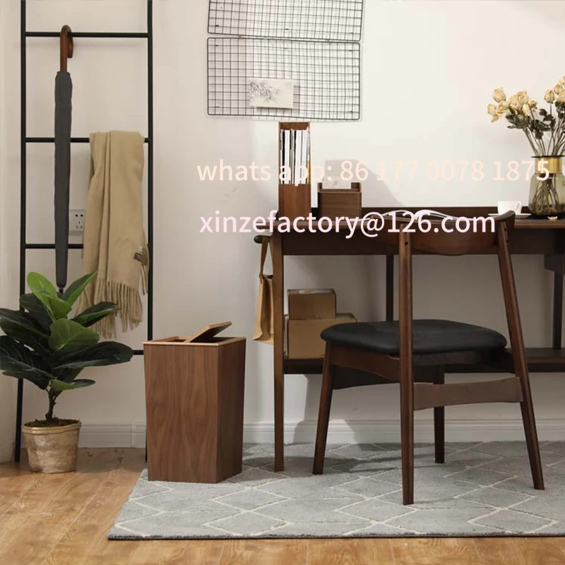 

Customizable Simplicity Bucket Wastepaper Dustbin Wooden Trash Garbage Living Room Bedroom Office Home Rolling