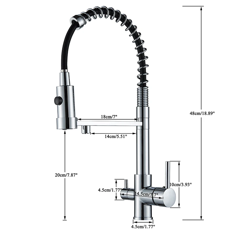 SHBSHAIMY Purification Kitchen Faucet Black Hot and Cold Rotating Pull Out Brass Material Sink Mixer Drinking and Washing Tap