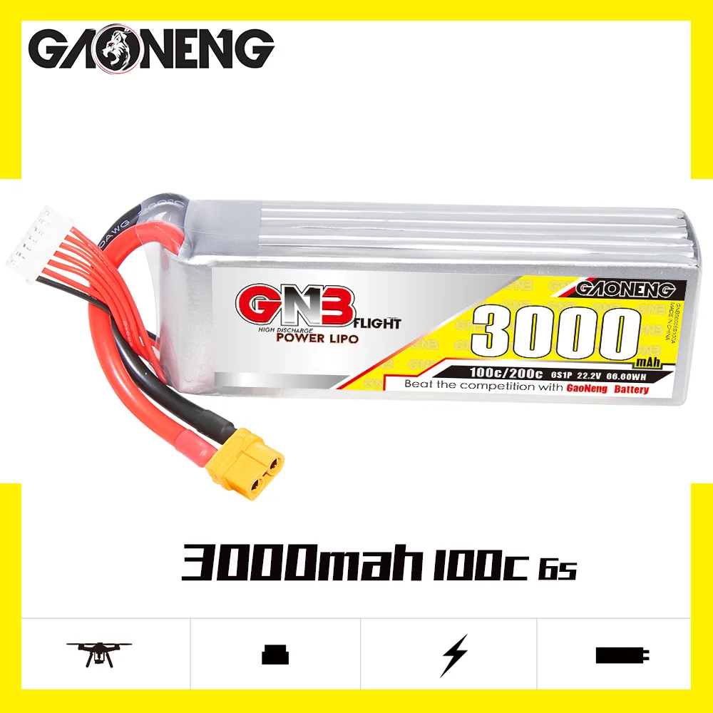 22.2V Rechargeable Battery 3000mAh 100C/200C For RC Helicopter Quadcopter FPV Drone Spare Parts GNB 6S 22.2V Lipo Battery