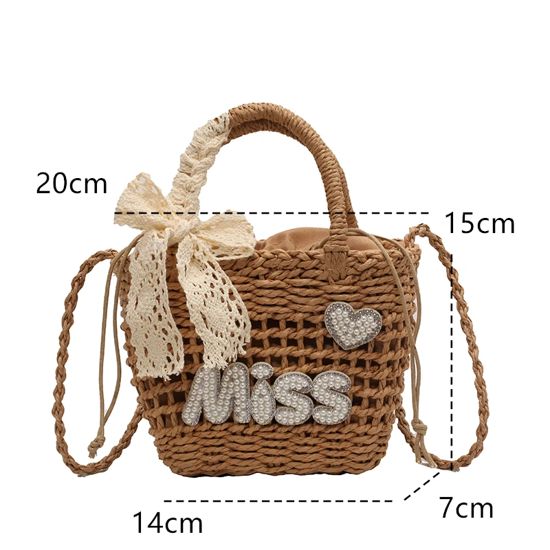 Women Fashion Handwoven Shoulder Crossbody Bag Rattan Straw Woven Bag Female Summer Beach Bag Girl Handbag Purse New Design