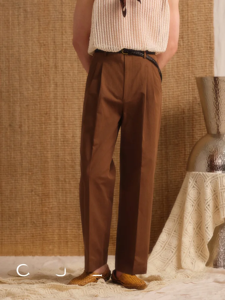 

Мужские прямые брюки CULTUM из 100% хлопка в стиле ретро, повседневные, с высокой талией, молодежные, летние