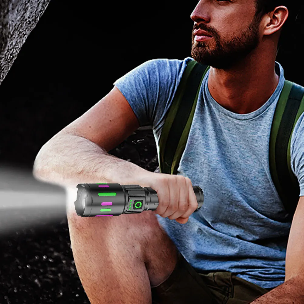 Lanternas LED de alta potência, 3000mAh, tocha super poderosa, 3 engrenagens, lanterna para acampar, ao ar livre, uso de emergência