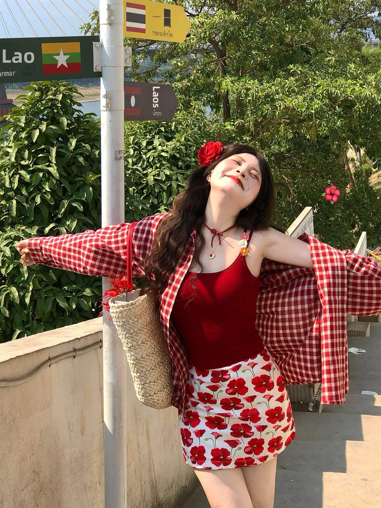 

plus Size Red Plaid Long Sleeve Shirt Women's Vintage Style Korean Retro Atmosphere Sensation Fat MM Spring Summer Cardigan