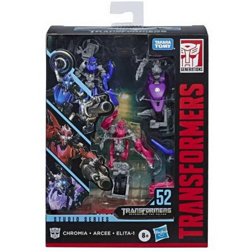 

Original Takara Tomy Hasbro Transformers Toys Deluxe Class Studio Series 52 Arcee Chromia Elita-1 Transformers Figures Model