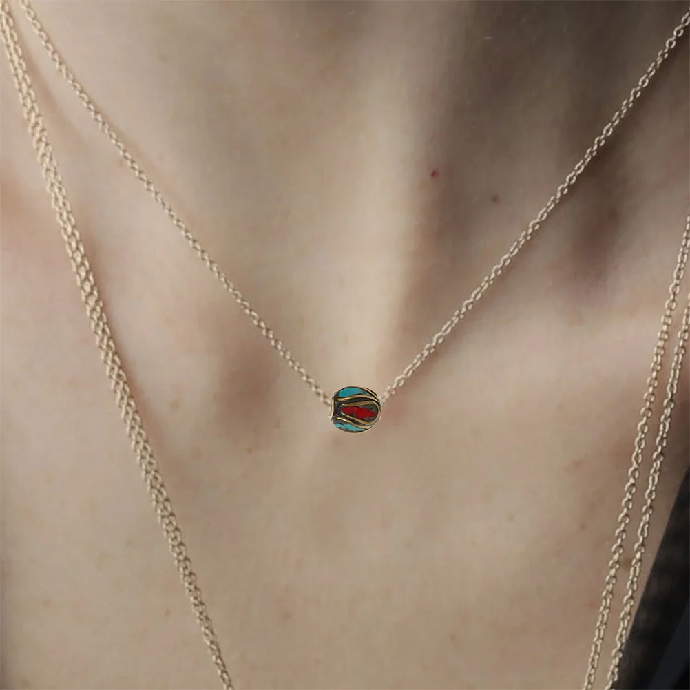 

12Pcs Buddha Beads Handmade Green Turquoise Tibetan Style Copper Spacer Beads Jewelry Making DIY Craft Supplies