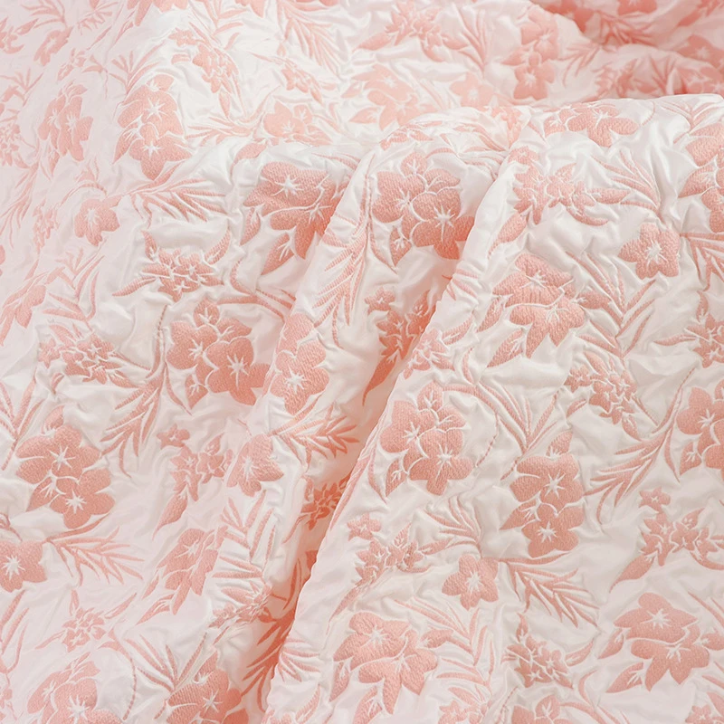 

0,5 м/1 м/5 м розовый цветок рельефная текстура жаккардовая ткань для детской одежды платья сумки женская одежда декоративная ткань