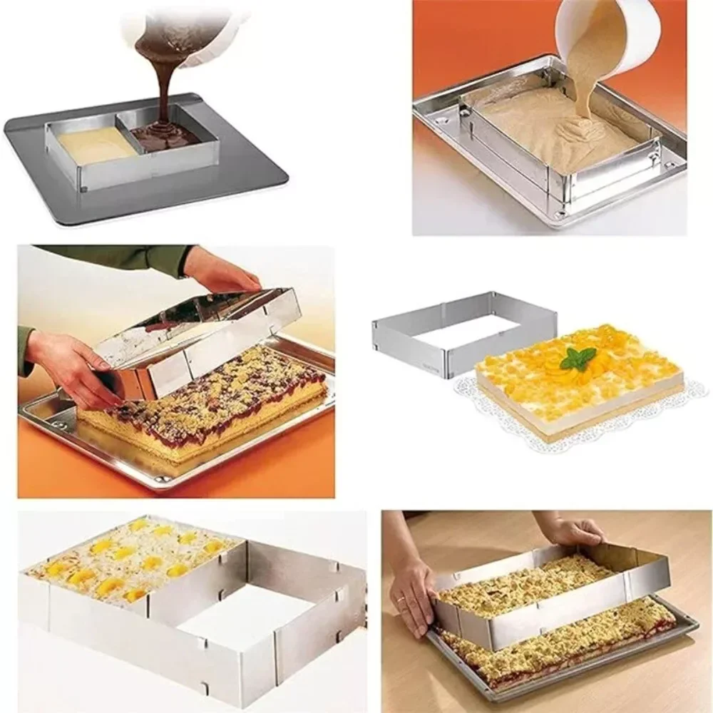 Retractable Cake Mold Bakeware Stainless Steel Mousse Cake Ring Adjustable for Tiramisu Bread Dessert Birthday Cake Baking Mould
