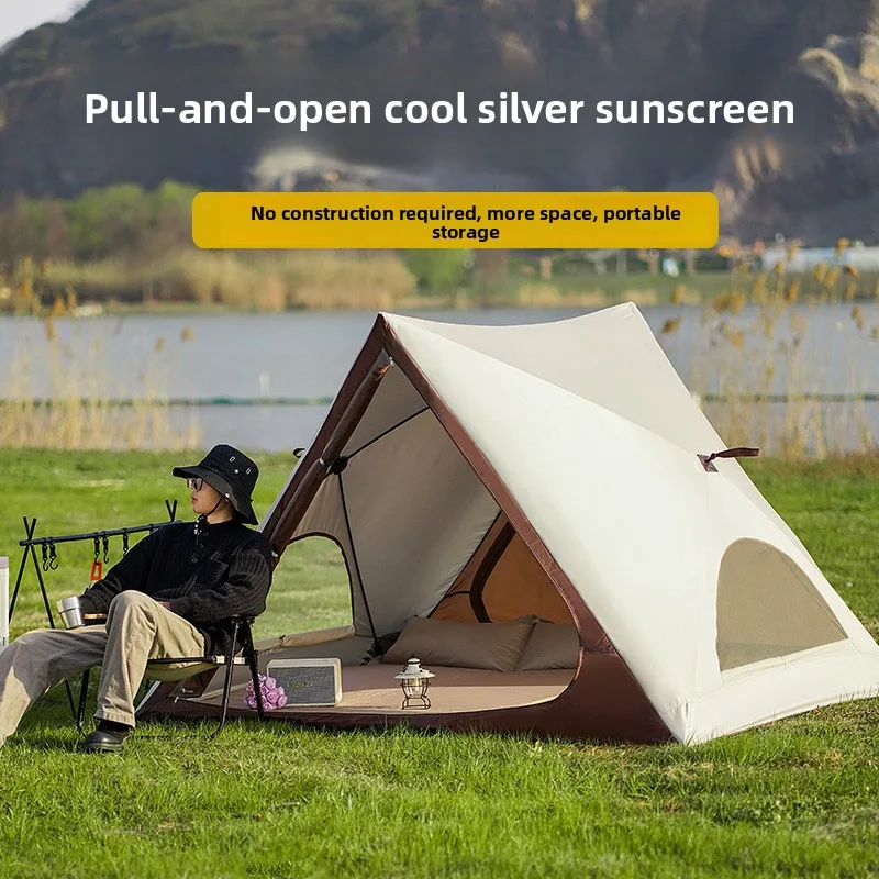 Portable Automatic Pop Up Triangle Beach Tent,UV Protection Outdoor Quick Open Sun Shelter for Camping,Beach and Daily Leisure