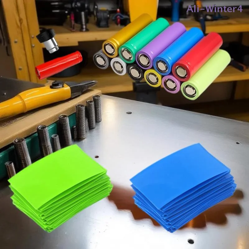 

100 шт. самоклеящихся плоских термоусадочных трубок из ПВХ для защиты литиевых аккумуляторов 18650, набор разных цветов