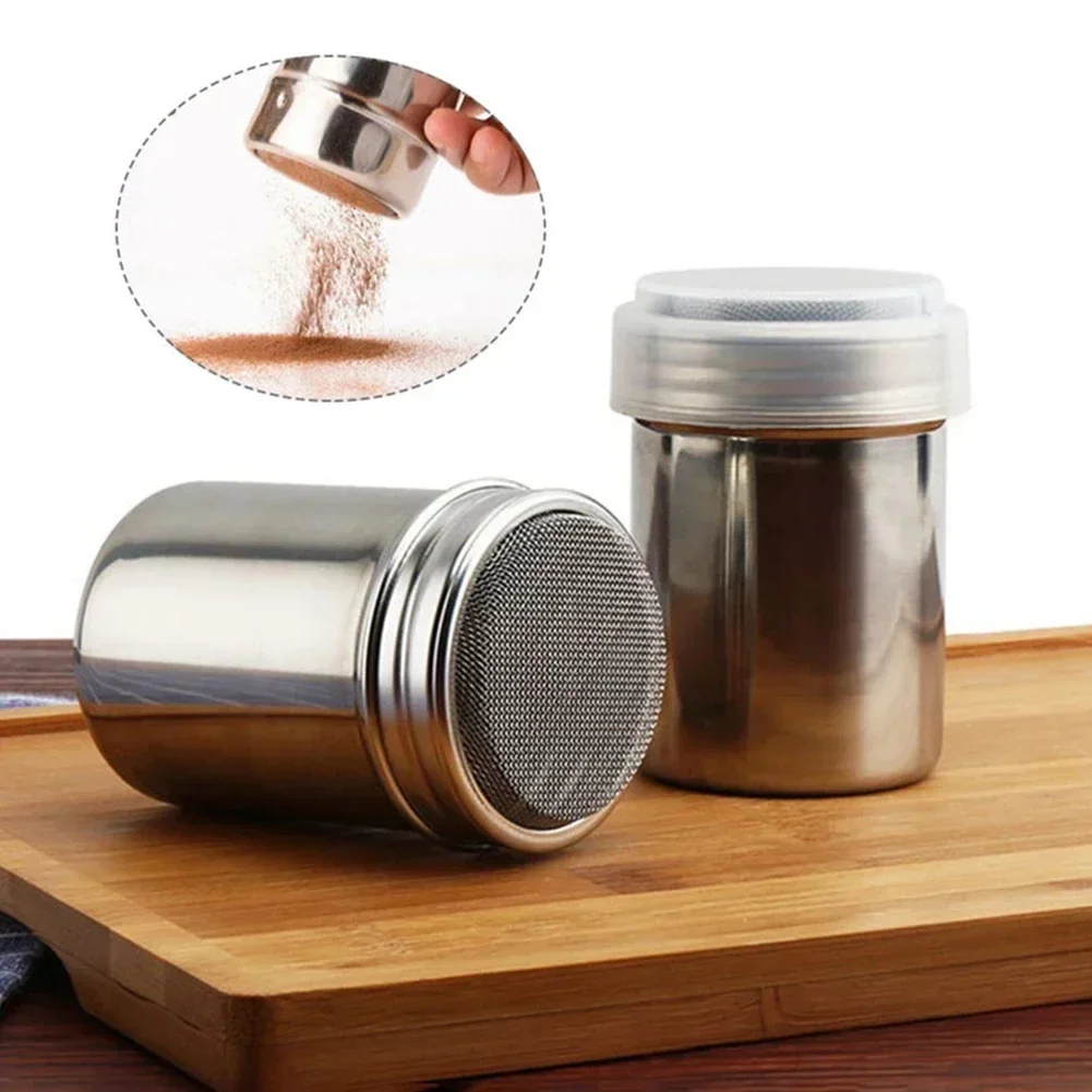 1Pc Stainless Steel Sprinkle Powder Icing Sugar Cocoa Sugar Chocolate Flour Duster Shaker Tool Seasoning Bottle