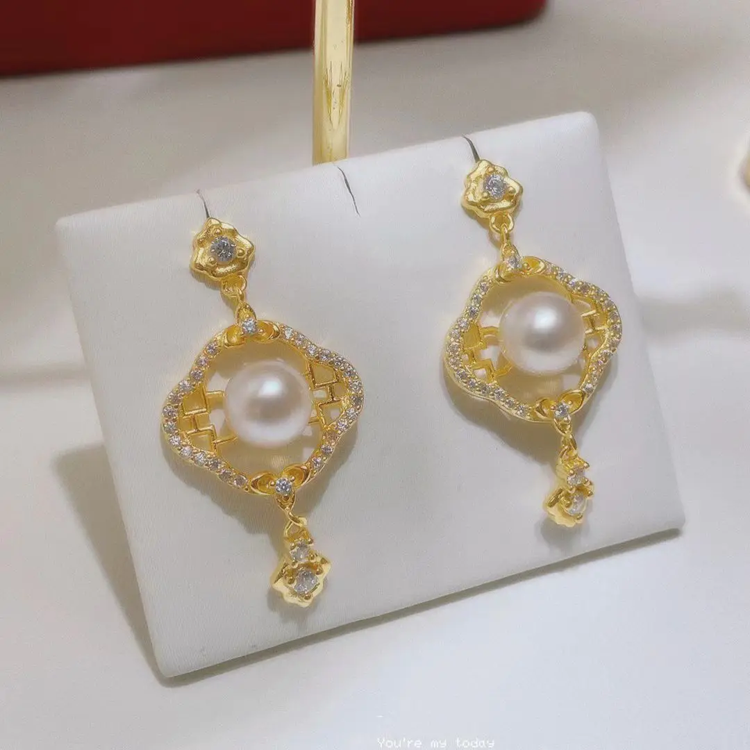 

Wholesale S925 Sterling Silver Earrings Mount Findings Settings Base Mounting Parts Accessory for 6-7mm Pearls 5 pairs/lot