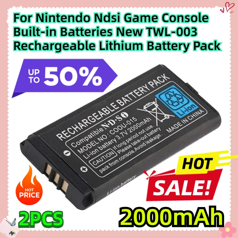 

2PCS 3.7V 2000mAh For Nintendo Ndsi Game Console Built-in Batteries New TWL-003 Rechargeable Lithium Battery Pack