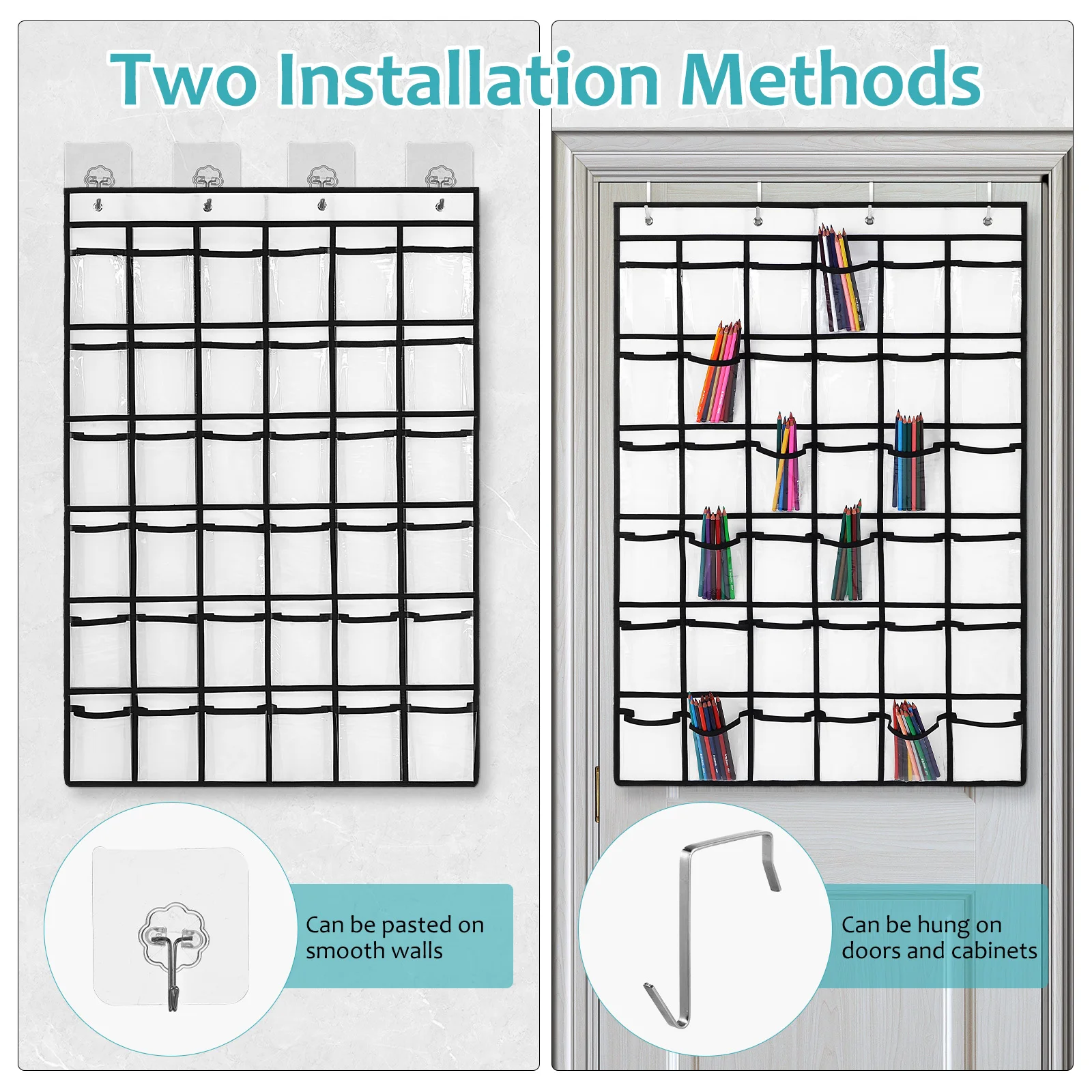 

Label Storage Hanging Pouch Large Capacity Transparent Pvc Over Door Organizer Pocket Chart For Bedroom Closet Cell Phone