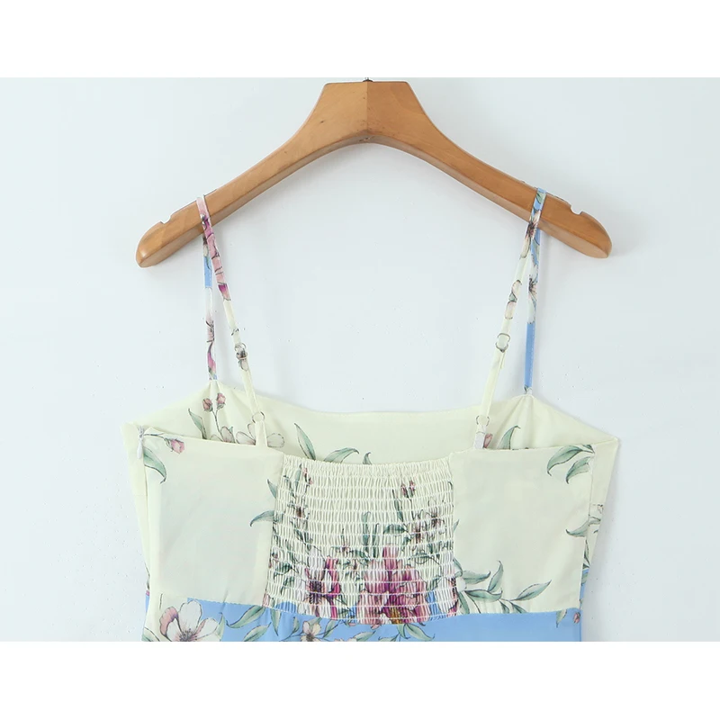 YENKYE Sexy Spaghetti-trägern Blumen Druck Lange Urlaub Kleid Frauen Elegante Hohe Taille A-linie Sommer Kleider 2026 Maxi Vestidos