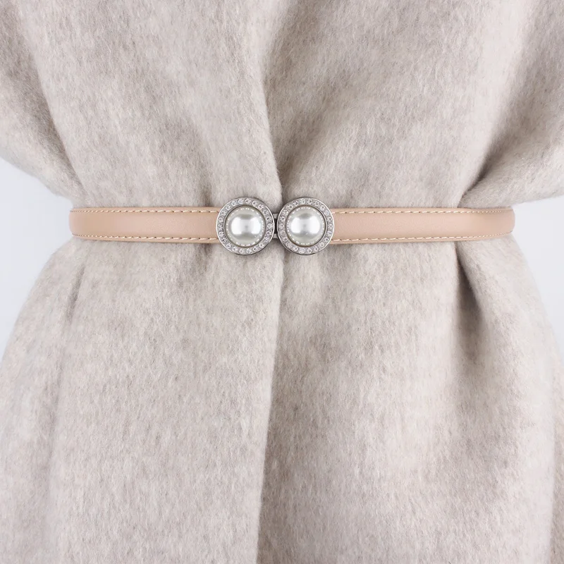 

Fashion Women Pearl Waist Belt Elastic Buckle Pearl Female Girls Dress Belt women belt pant adjust