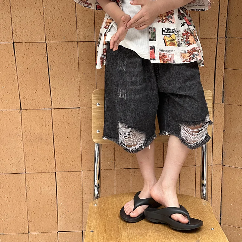 

Джинсы, летняя одежда, новинка 2025 года, корейские детские штаны в западном стиле, детские корейские шорты