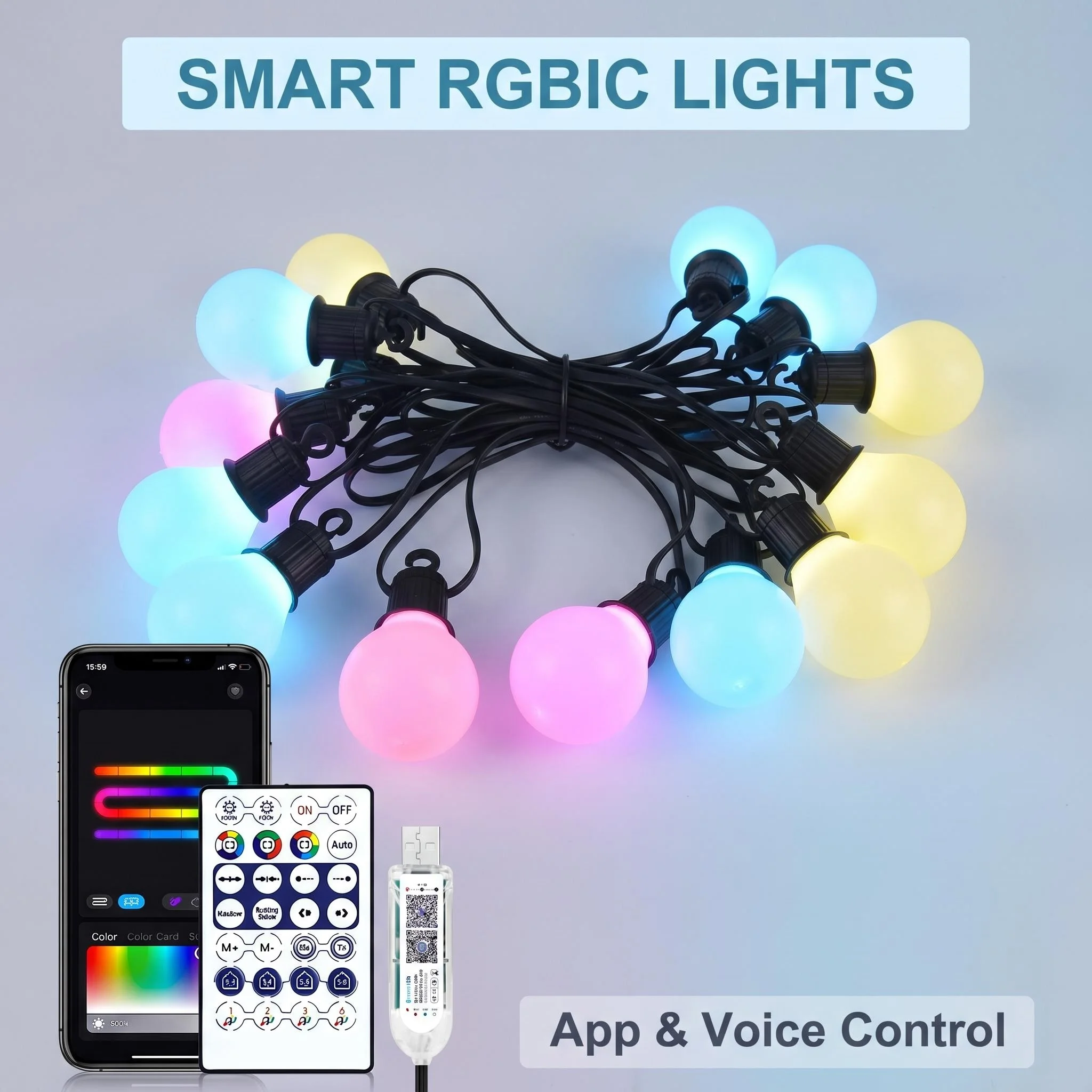 スマートwifiとbluetooth-g40-led電球ストリングライト-15m-30m-usb-フェスティバルライト-ルーム-屋外-ガーデン-キャンプ装飾-ガーランドライト