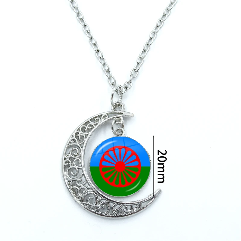 Gypsy Flag Romani Peoples Flag Necklace Cabochon Glass Pendant Fashion Statement Crystal Necklace Wholesale