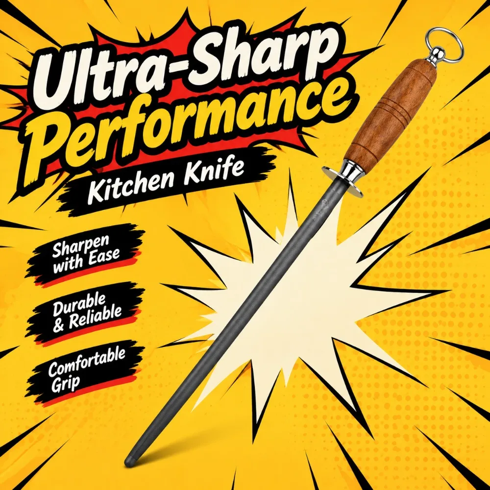 Sharpener Rod Knife Sharpener High-carbon Steel Emery Kitchen Tool Long Lasting Sharpness Kitchen Accessories