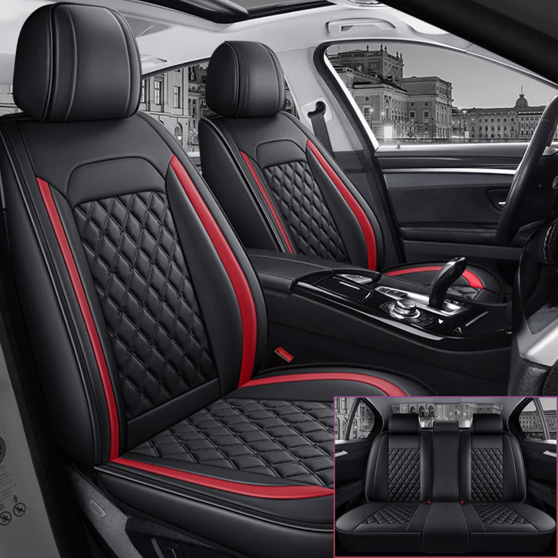 5-seater Full Set of Car Seat Cover, PU Leather Full Wrap-around, 3D Three-dimensional Structure, Comfortable, Fits Most Cars
