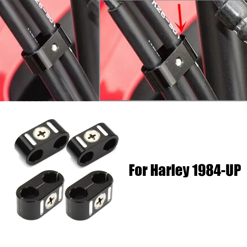 

For 1984-2021 Harley All Models 4Pcs Universal Motorcycle Brake Throttle Cable Clamp Clip Holder Organizer Wire Line Clamp