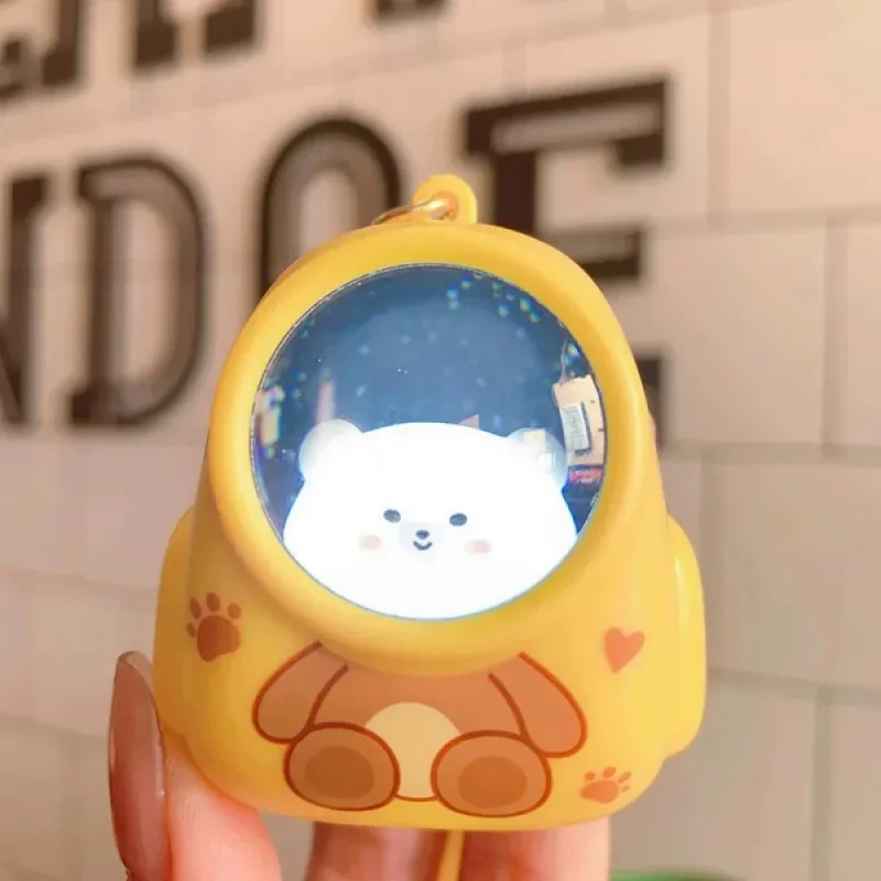 New Fashionable And Beautiful Cute Bear And Kitten Backpack Luminous Night Light Keychain For Couples Creative Pendant Jewelry