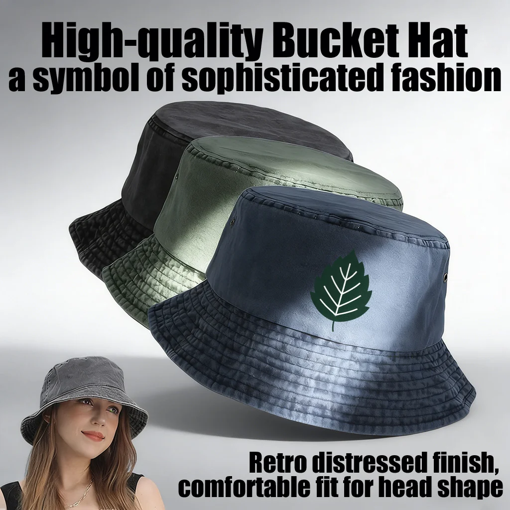 Vintage Distressed Washed Fisherman Hat with Cool Prints, Lightweight and Featuring Ventilation Holes, Available in Multiple Col