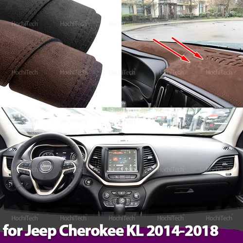 Para Jeep Cherokee KL 2014-2018 alfombrilla antideslizante de coche de cuero de gamuza cubierta de salpicadero de coche alfombrilla protectora accesorios de alfombra LHD RHD