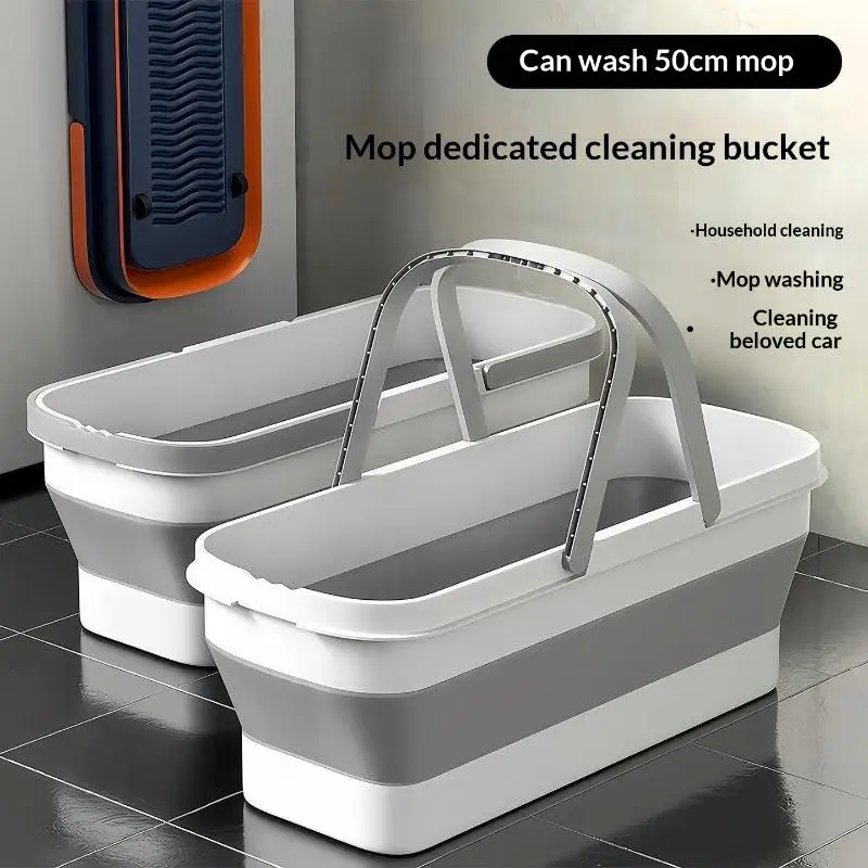 Picture 5: SU 1PCS Collapsible Mop Bucket With Wheels Large Capacity Foldable Cleaning Tub Multi-functional Household Cleaning Foldable Tub
