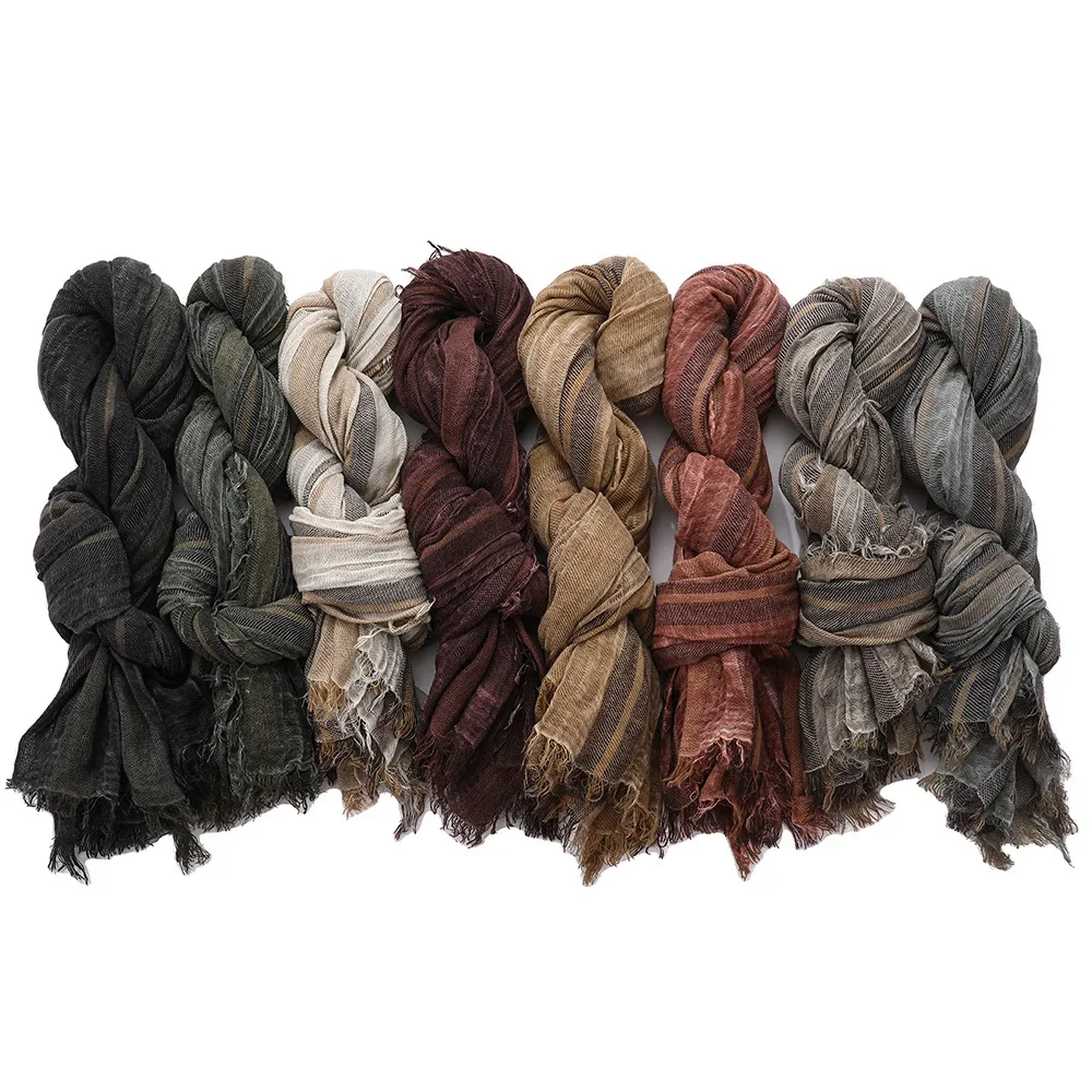 

Autumn Winter Men Scarf Cotton Linen Striped Scarves Warm Neckerchief Casual Male Accessories Bufandas Shawls
