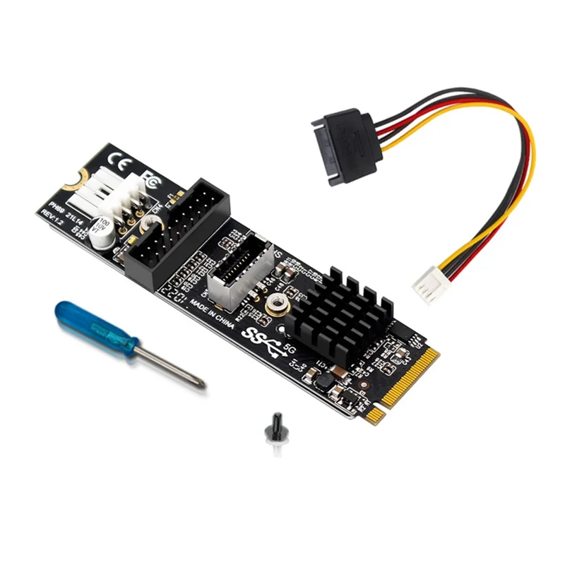 M.2 PCI E vers USB3.0 TYPE-C + 19/20P Wild 6,000 Carte Graphique Carte Vidéo Extender M2 à PCI-E Transfert Mining Riser