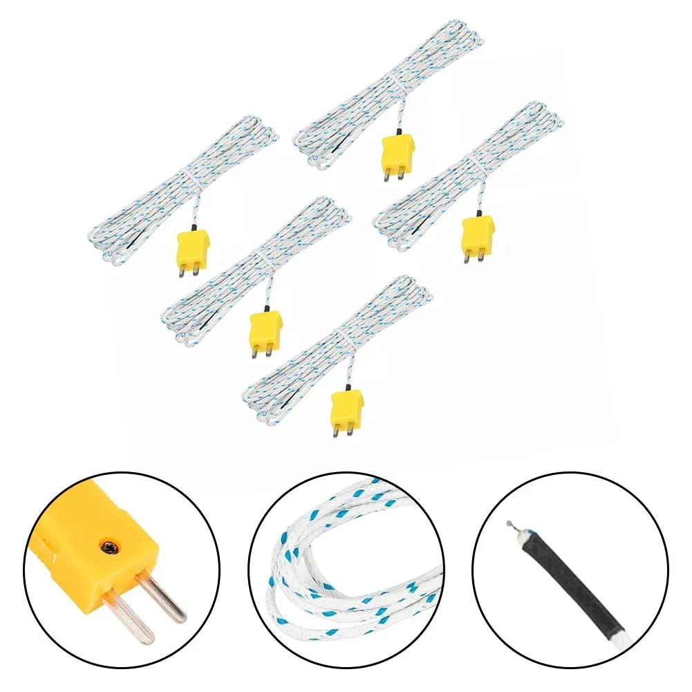 5Pcs 2m Temperature Probe For TM902C Temperature Measuring For K-Type Connector Thermocouple Thermometers Probes Test Meters