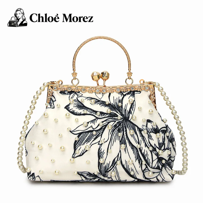 

Fashion Pearl Chain Bag, New Chinese Qipao Dinner Bag, Women's Versatile Crossbody Shell Bag