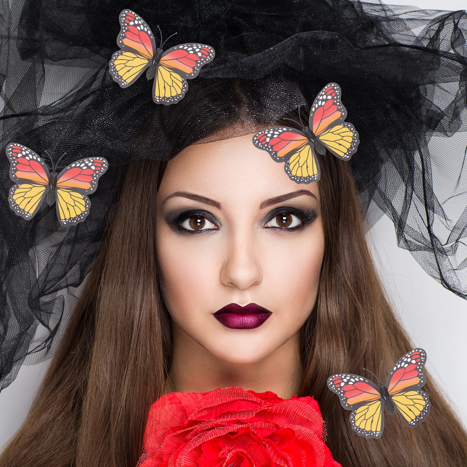 

36 шт., заколки для волос с бабочками, 3D заколки для волос на Хэллоуин для женщин и девочек, легкие вечерние заколки, декор, аксессуары для волос