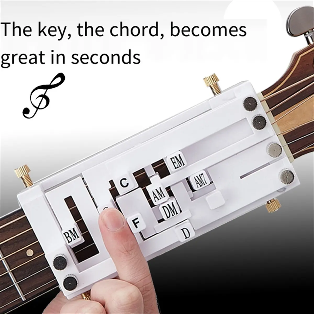 (ABYM) Guitar Folk Classical Chord Assist One-Key Chord Device Button Key-Press Automatic Assist for Kids Beginners Black