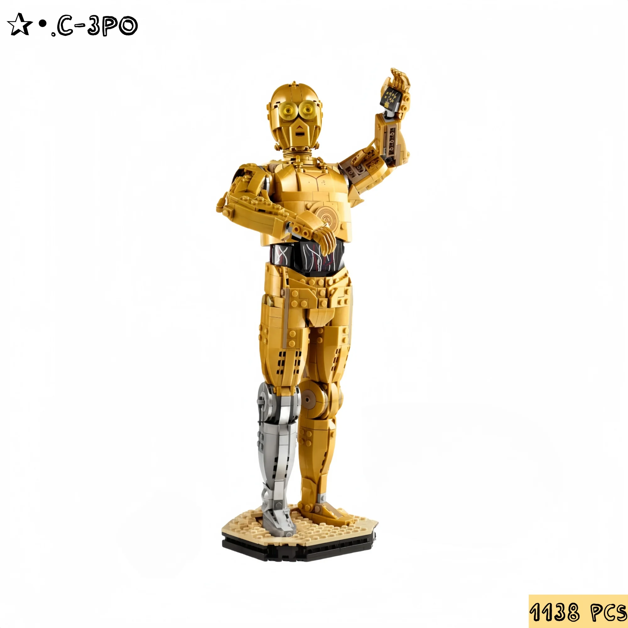 

1138 шт. MINISO UCS Star Battle C 3PO робот украшение для рабочего стола кирпичи собрать дисплей головоломки блоки модель для подарков на день рождения