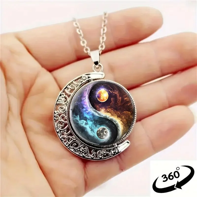 コスプレ Hecai Riyue Taiji Time ジェムストーン ネックレス ムーン ペンダント ジュエリー、男性と女性のためのカスタマイズされたアクセサリー