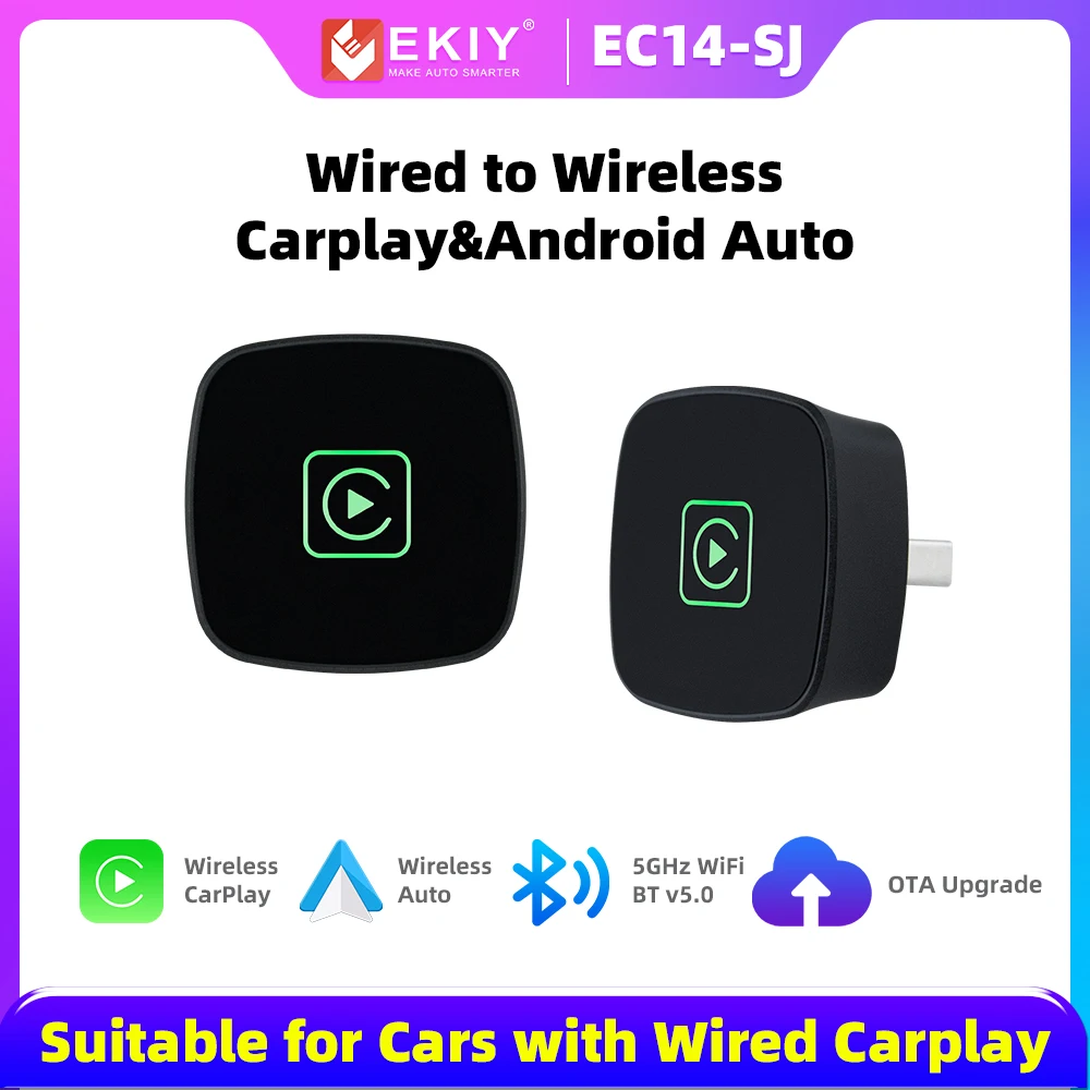 

EKIY Wireless Car Ai box Adapter 2 in 1 wired to Wireless Carplay Dongle Carplay Ai Smart Magic Box Streaming Android Auto