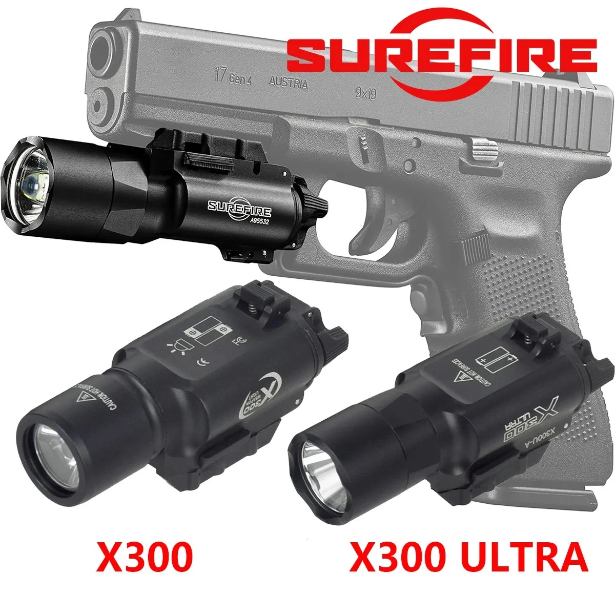 

Surefire SF X300U X300 Ultra XH35 Metal Pistol Scout Light Airsoft Weapons Gun Light LED Flashlight Lanterna Torch