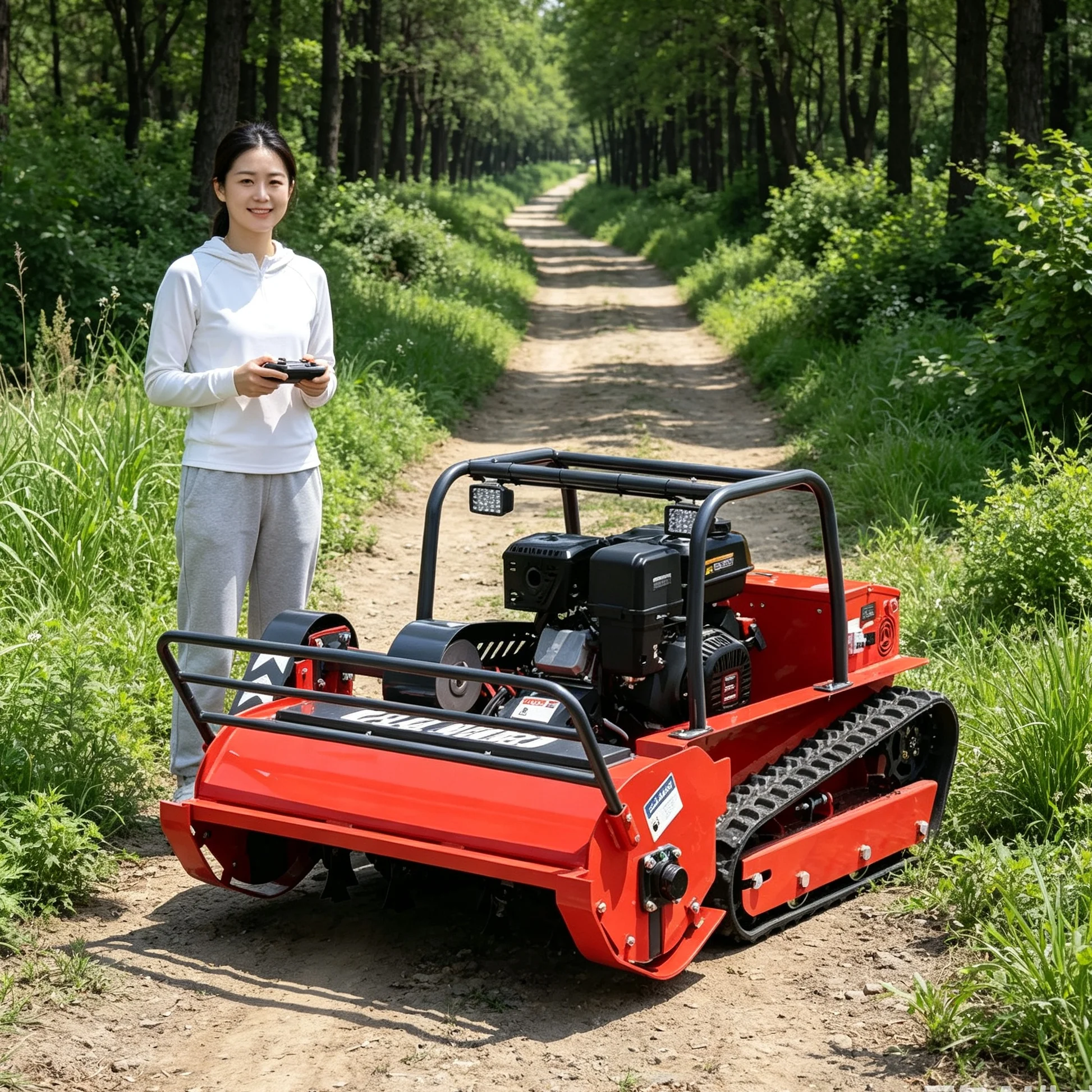 Customized For Commercial Green Project Red RC All‑Terrain Lawn Mower, Multi‑gear Height Setting For Mixed Grass Conditions