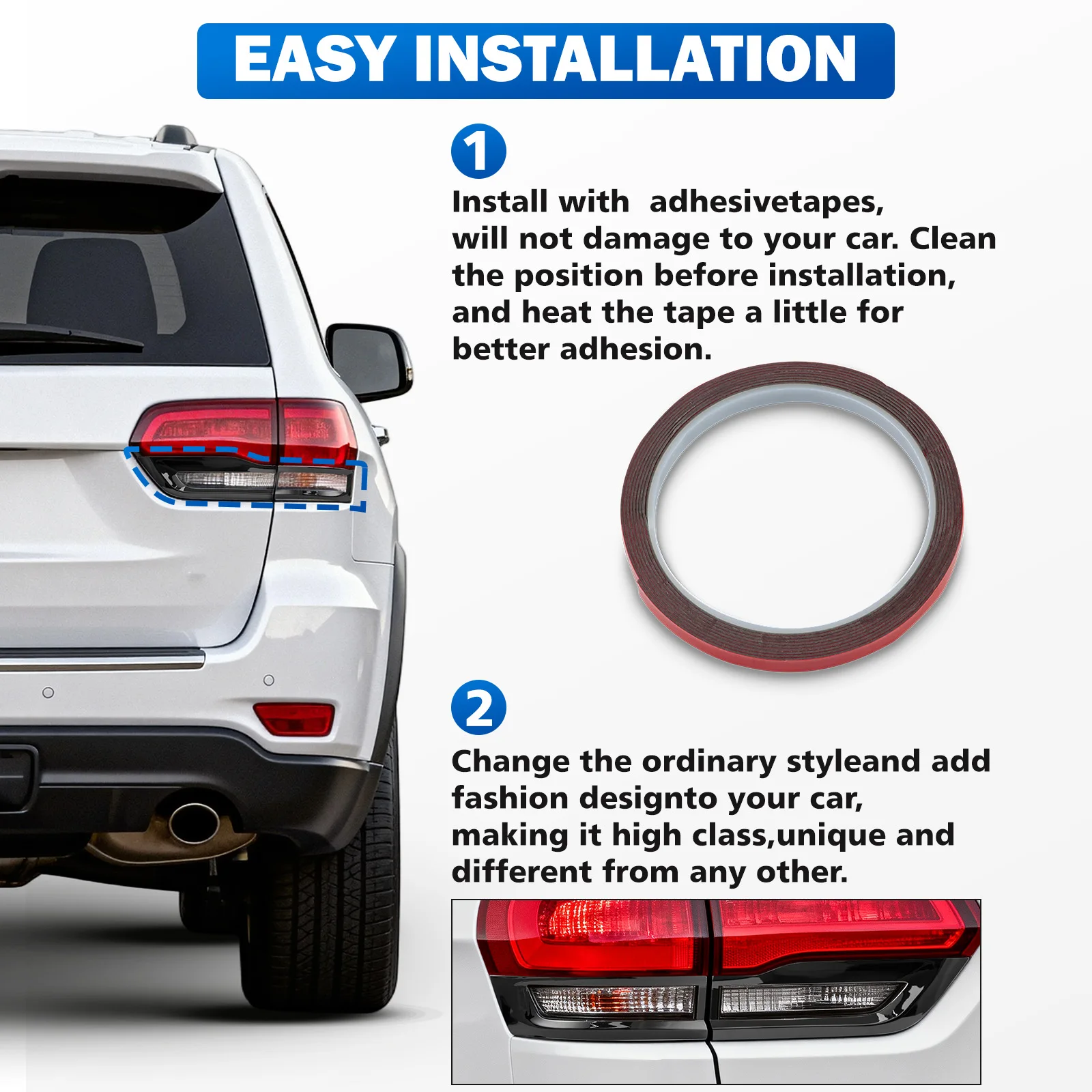 Auto Rücklicht Lampe Abdeckung Borte lünette kit Auto Zubehör Für Jeep Grand Cherokee 2014-2020 68220970AA 68220968AA – Detail 10