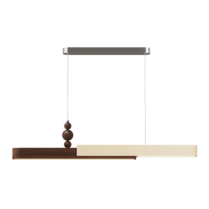 

Walnut color restaurant chandelier one-word bar counter modern minimalist tea room simple lamps, dining table bright