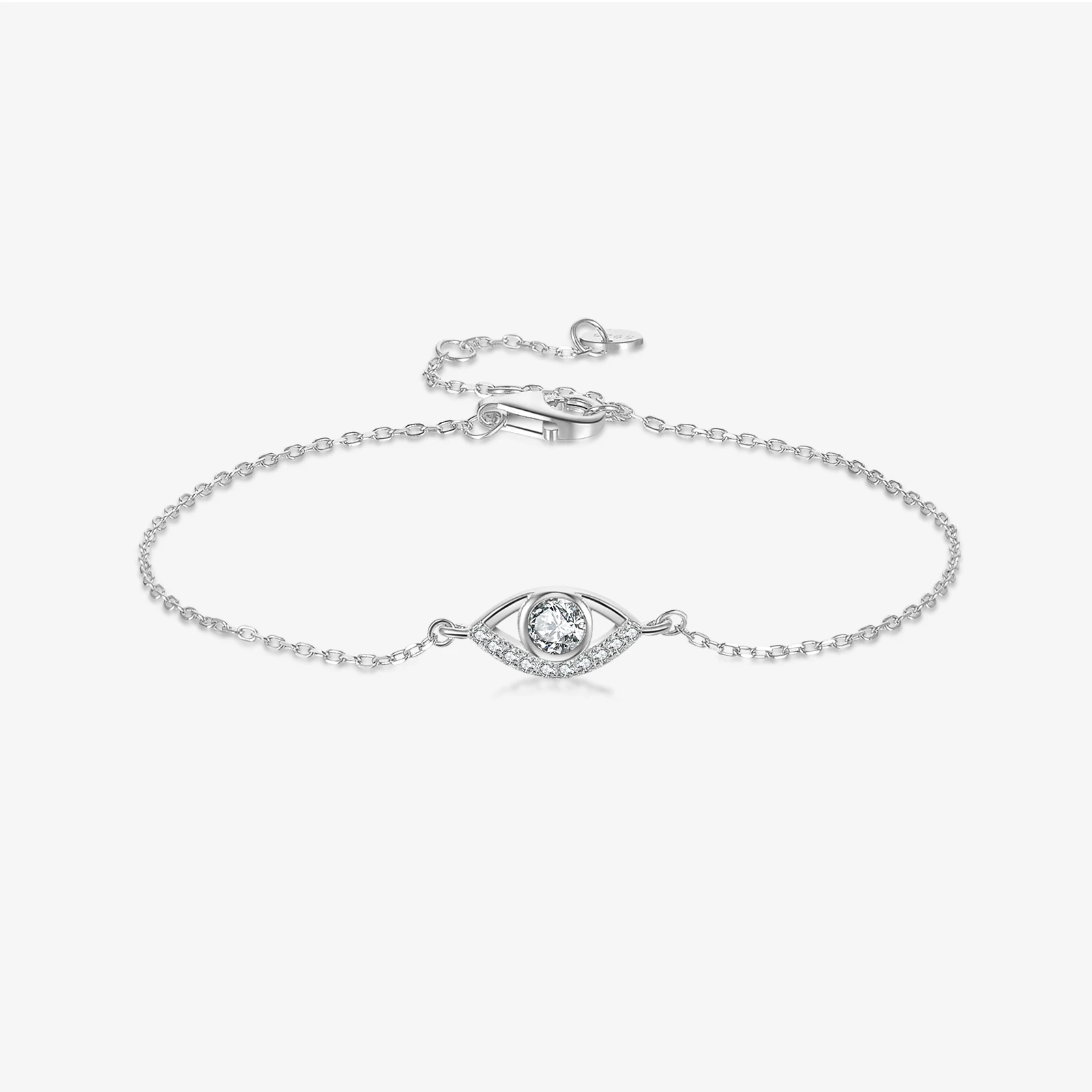 

VEWANT 925 Sterling Silver Eye Charm Circle CZ Zircon Bracelet Chain Women Party Rock Punk Wedding Fine Gift Jewely