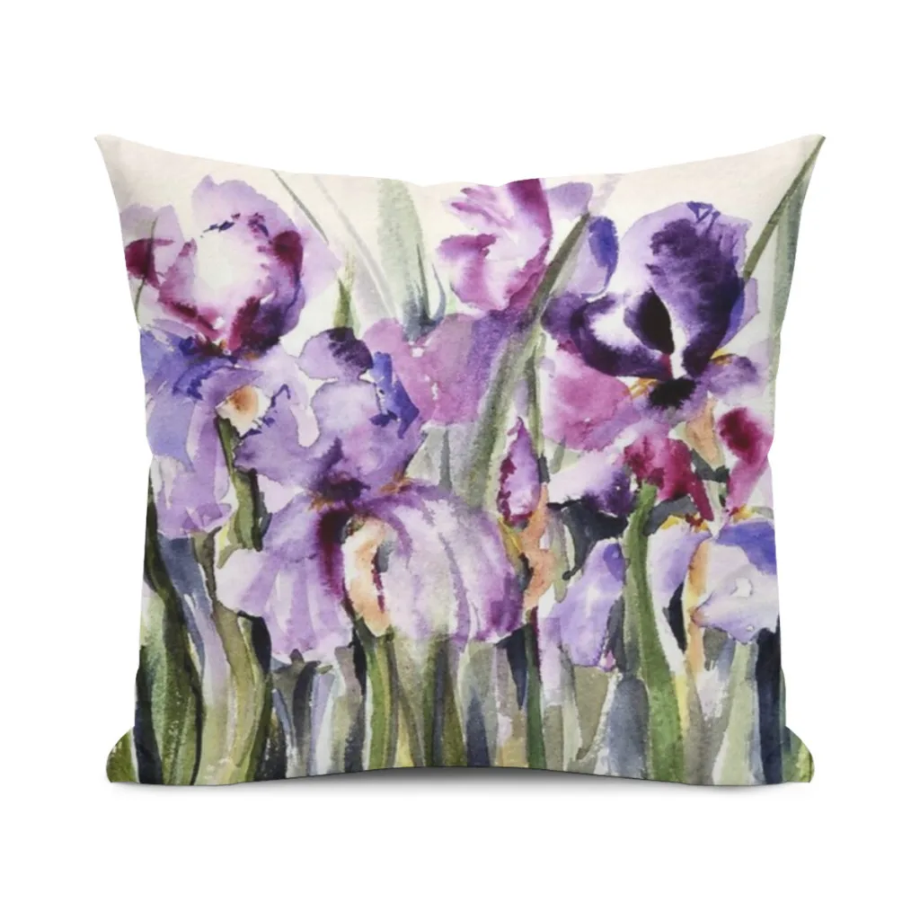 

Purple Iris Art Watercolor Pillowcase Cushions Cover Cushions Home Decoration Pillows For Sofa