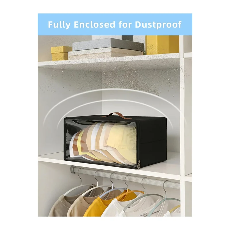 

BAAJ-Stackable Front-Opening Hat Organizers(2 Pack), For Baseball Cap Storage Boxes, Rigid Design With Clear Window