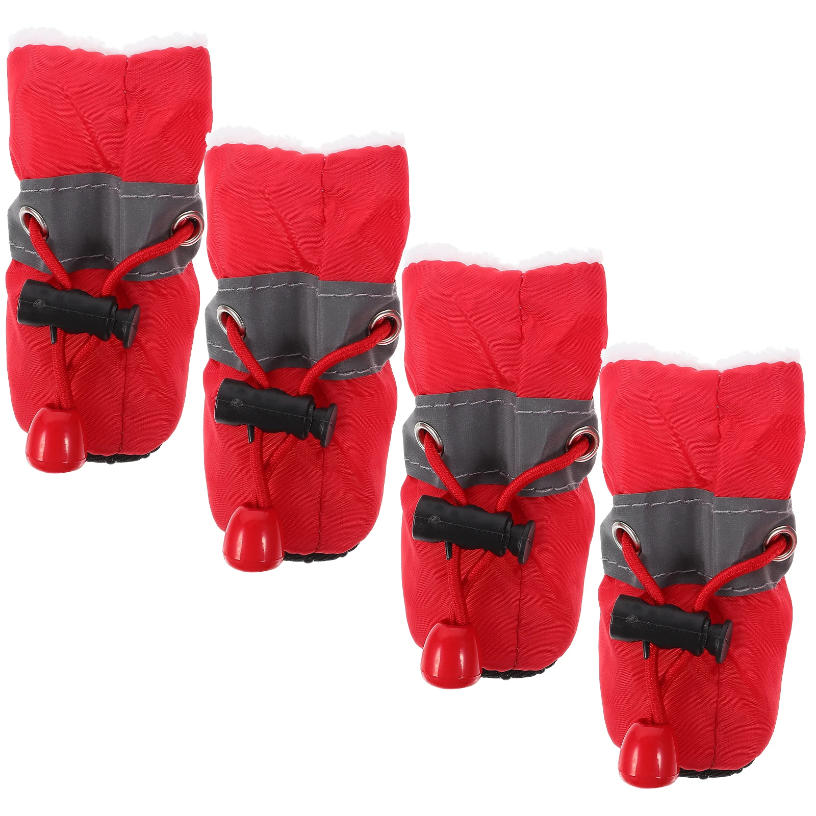 

Drawstring Non Dog Boots 4Pcs Protective Puppy Shoes Winter Pet Footwear Warm Lining Paw Rainproof Shoes