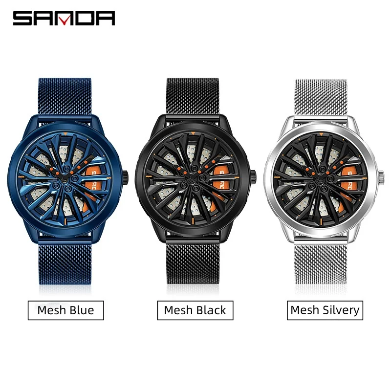SANDA-reloj de cuarzo P1063 para hombre, cronógrafo de pulsera de cuero inoxidable, resistente al agua, de lujo, a la moda, ideal para regalo