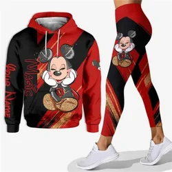 2024 Mickey Hoodie and Leggings Set Women Disney Christmas Yoga Pants Sweatpants Fashion Casual Leggings Sportswear Set