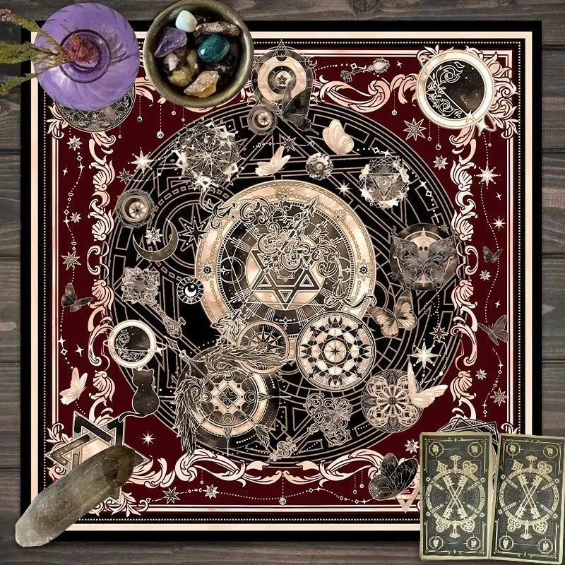 Zodiac Pattern Tarot Cloth - Sun Altar Cloth for Tarot Spreading Mystical Magic Ritual Tablecloth Board Game Cloth